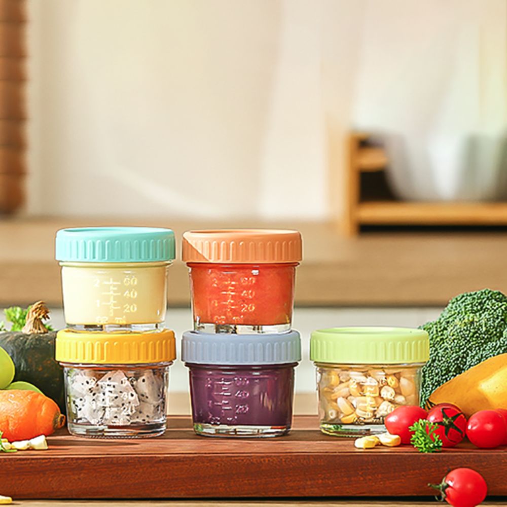 Baby Food Jars With Lids - 6個入りメイソンジャー ガラス製ベビーフードジャー 再利用可能 蓋付き ディップソースカップ 漏れ防止