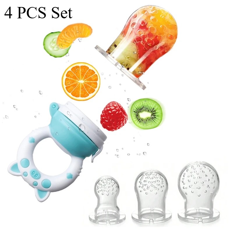 Baby Food Feeder - 4個セット シリコン製果物・野菜フィーダー 乳幼児用（6～36ヶ月） 食品グレード歯固め＆授乳用おしゃぶり