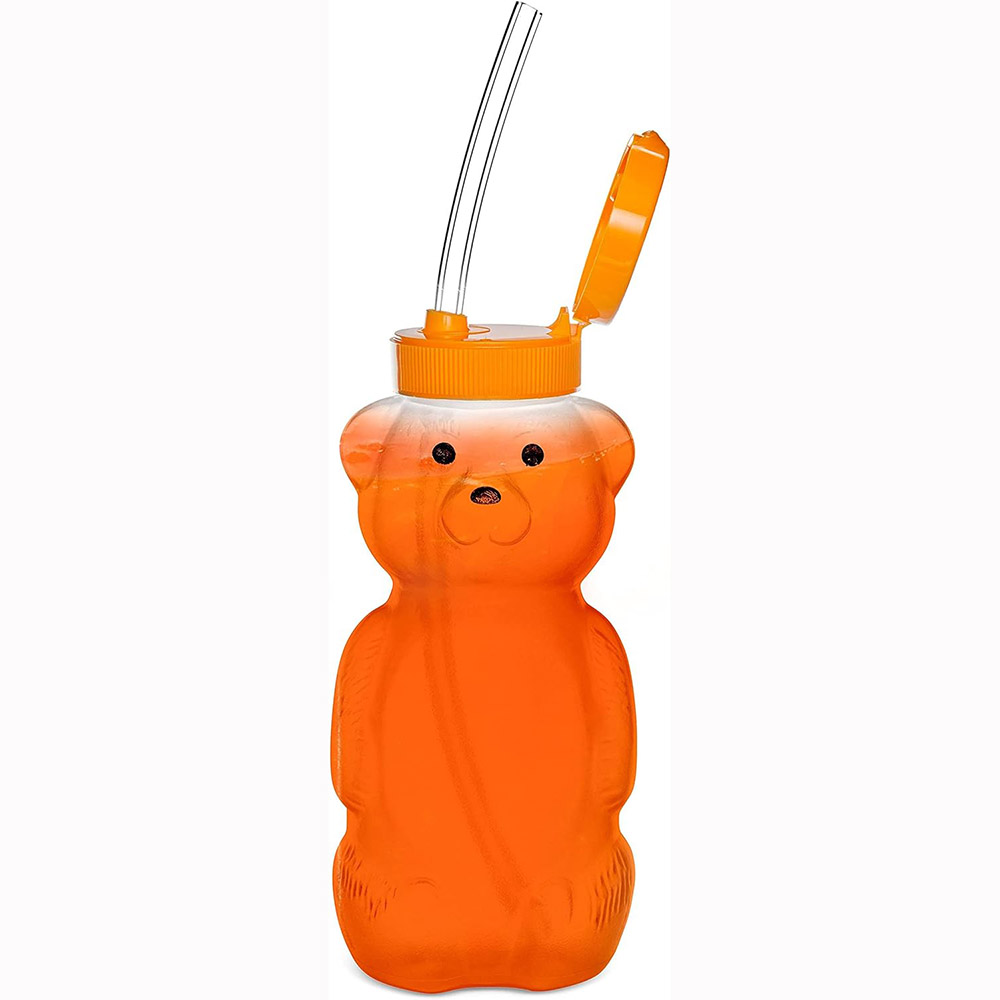 Baby Food Jars With Lids - 赤ちゃん用ハニーベアストローカップ、絞り可能な療法と特別なニーズ、独立したドリンクコンテナ、漏れ防止蓋