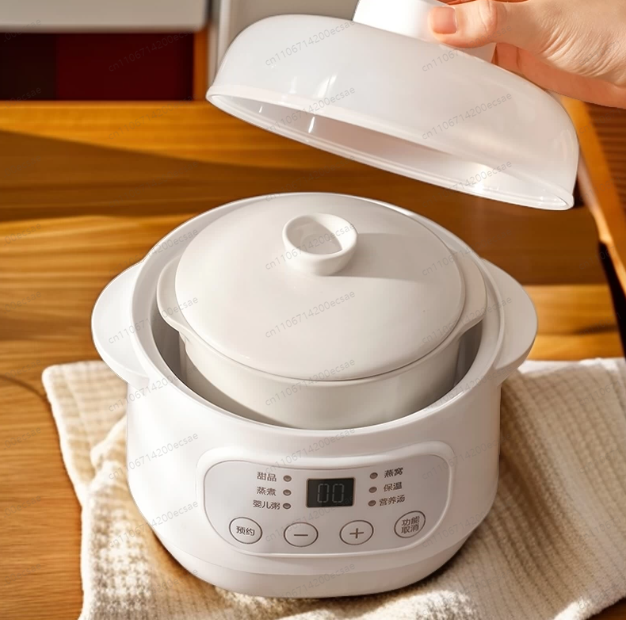 Baby Food Maker Baby Safe - ベビー電気粥ポットセラミックスロー調理器自動ベビーフードメーカー安全で栄養価の高い子供用調理鍋