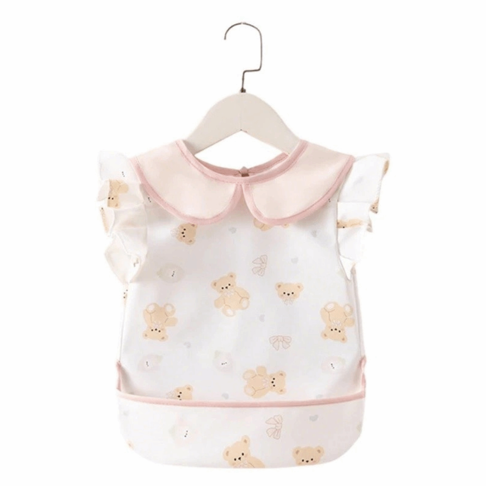 Baby Food Apron - 半袖子供用ノースリーブエプロン 防水ソフトベビーフードスタイ 軽量幼児用お食事エプロン