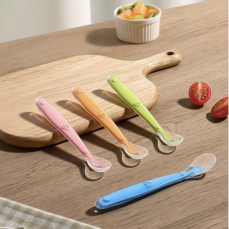 Baby Food Feeder - 1/2個入り ソフトチップベビーシリコンスプーン 安全なベビー用給餌スプーン、子供用幼児用トレーニング用セルフフィーディング食器