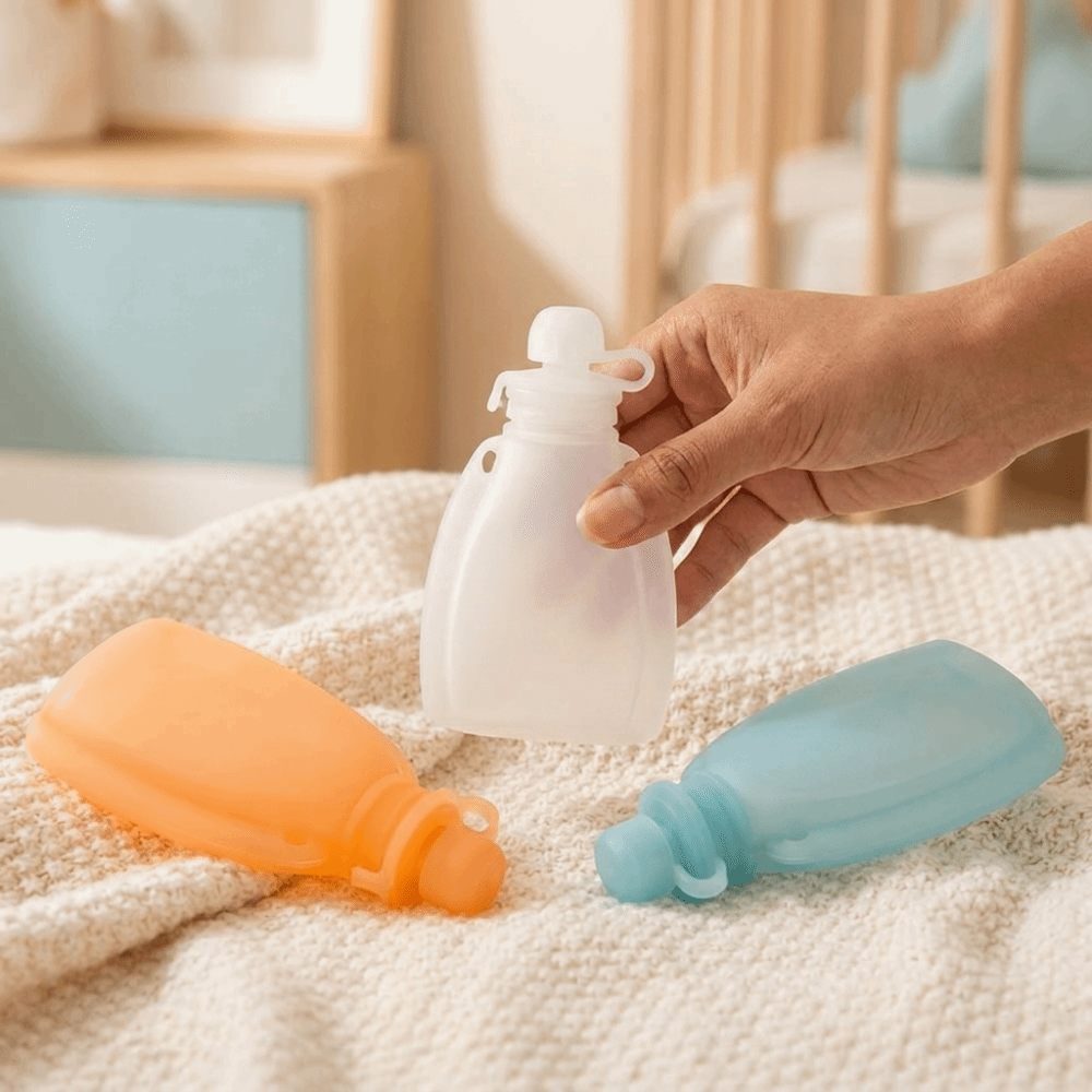 Baby Food Feeder - BPAフリー ベビーフードパウチ 120ml 大容量 食品グレードシリコン製 絞り出し式フィーダー