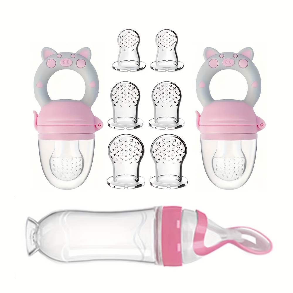 Baby Food Feeder - 9 個の給餌カトラリー: 米シリアル用のスプーンと吸盤付きシリコン哺乳瓶 1 個、果物野菜フィーダー 2