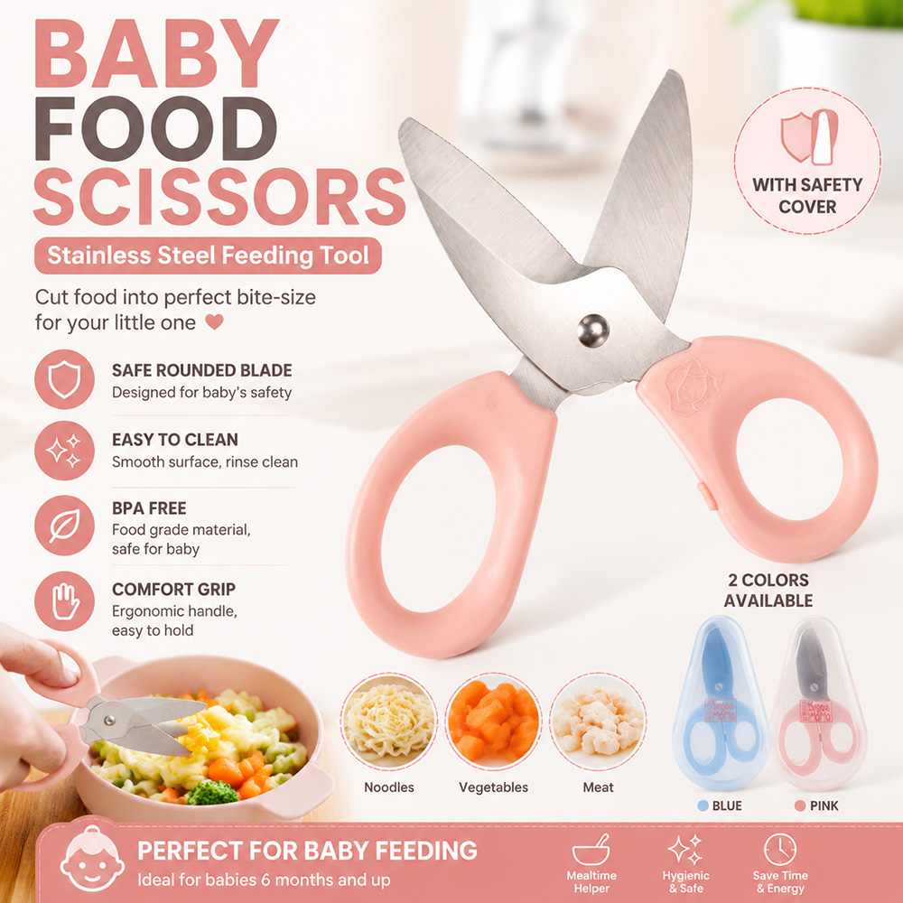 Baby Kitchen Food - ベビーフードはさみ ステンレス製ベビー用はさみ BPAフリー 安全キッチンはさみ 幼児用食品切断はさみ 簡単お手入れ