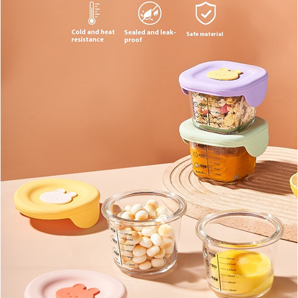 Baby Food Jars With Lids - 4 パック/ロット子供用ガラス製ベビーフードジャー スケール付き蓋付き 無毒保存容器 ベビーフード容器 4