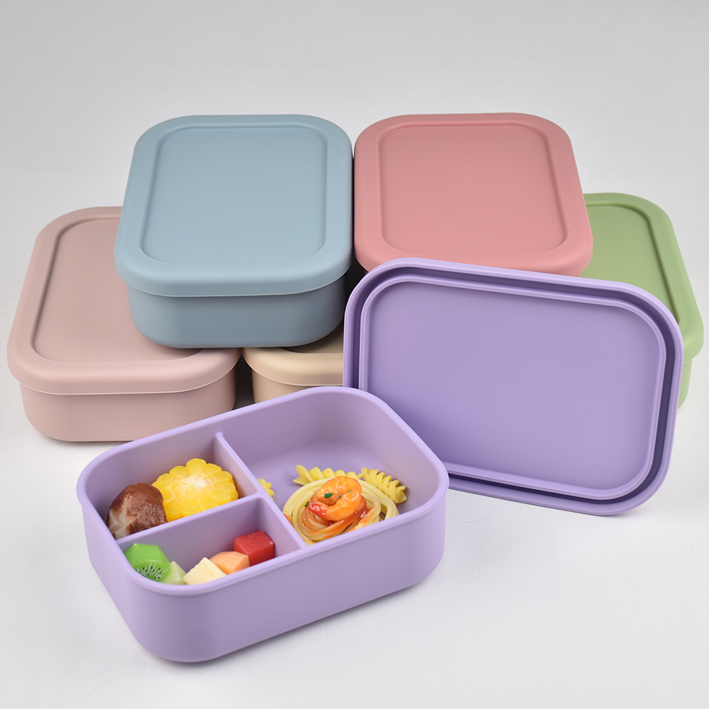 3つのコンパートメントに分かれた食品グレードシリコン製弁当箱 - Baby Kitchen Food のレビューと価格