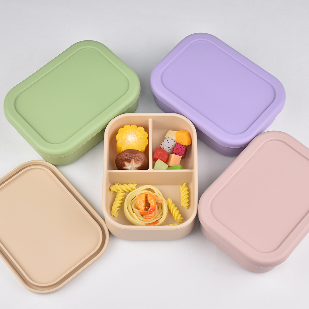 3つのコンパートメントに分かれた食品グレードシリコン製弁当箱 - Baby Kitchen Food のレビューと価格