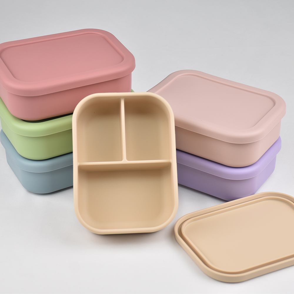 3つのコンパートメントに分かれた食品グレードシリコン製弁当箱 - Baby Kitchen Food のレビューと価格