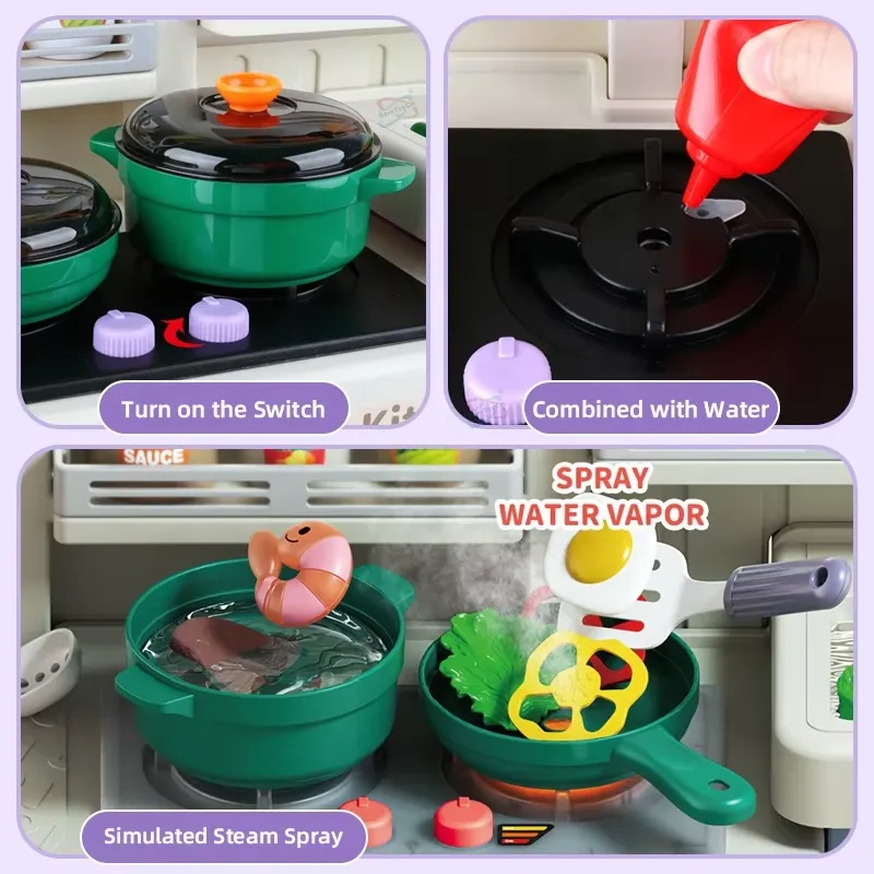 90cm大型ごっこ遊びキッチンセット（ライト、サウンド、シン - Baby Kitchen Food のレビューと価格