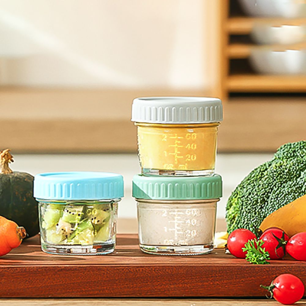 6個入り 多目的ガラス製ベビーフードジャー 再利用可能 目盛 - Baby Food Jars With Lids のレビューと価格