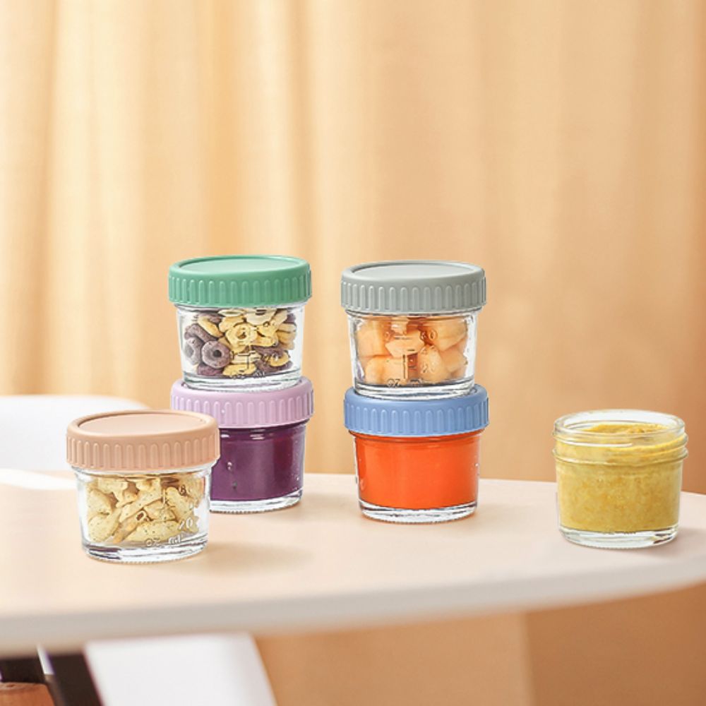 6個入りガラス製ベビーフードジャー、再利用可能、蓋付き、ディ - Baby Food Jars With Lids のレビューと価格
