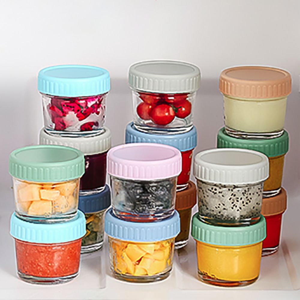 6個入りガラス製ベビーフードジャー 再利用可能 目盛り付き  - Baby Food Jars With Lids のレビューと価格