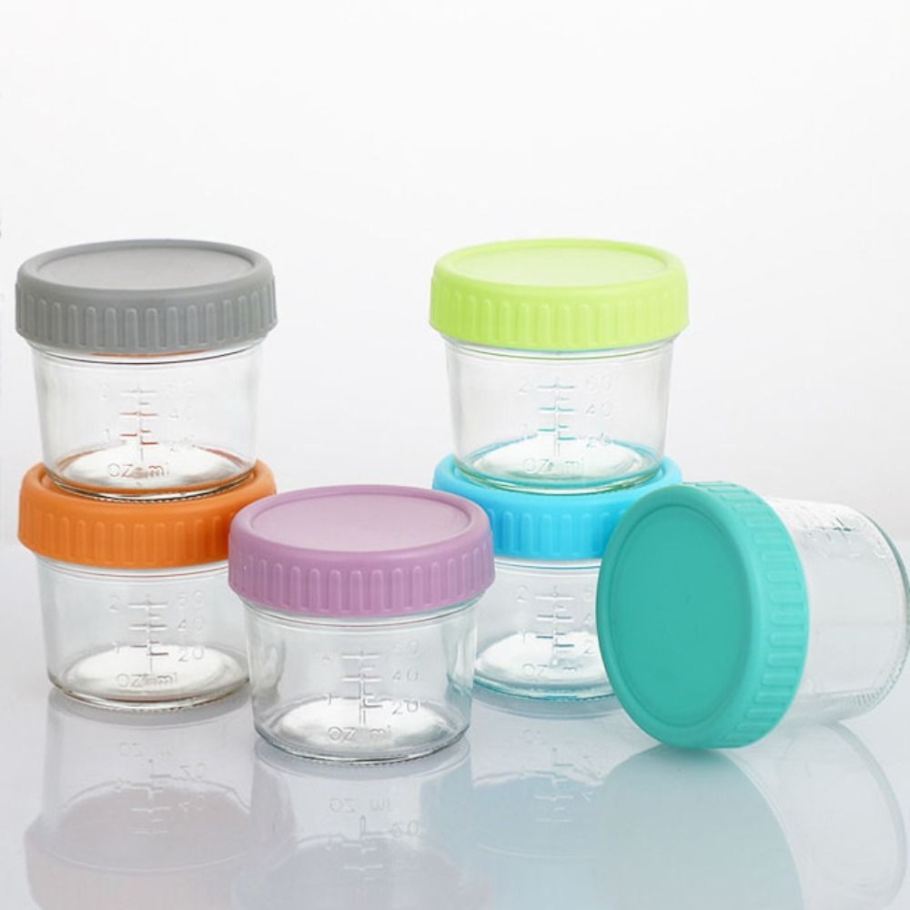 6個入りガラス製ベビーフードジャー 再利用可能 目盛り付き  - Baby Food Jars With Lids のレビューと価格