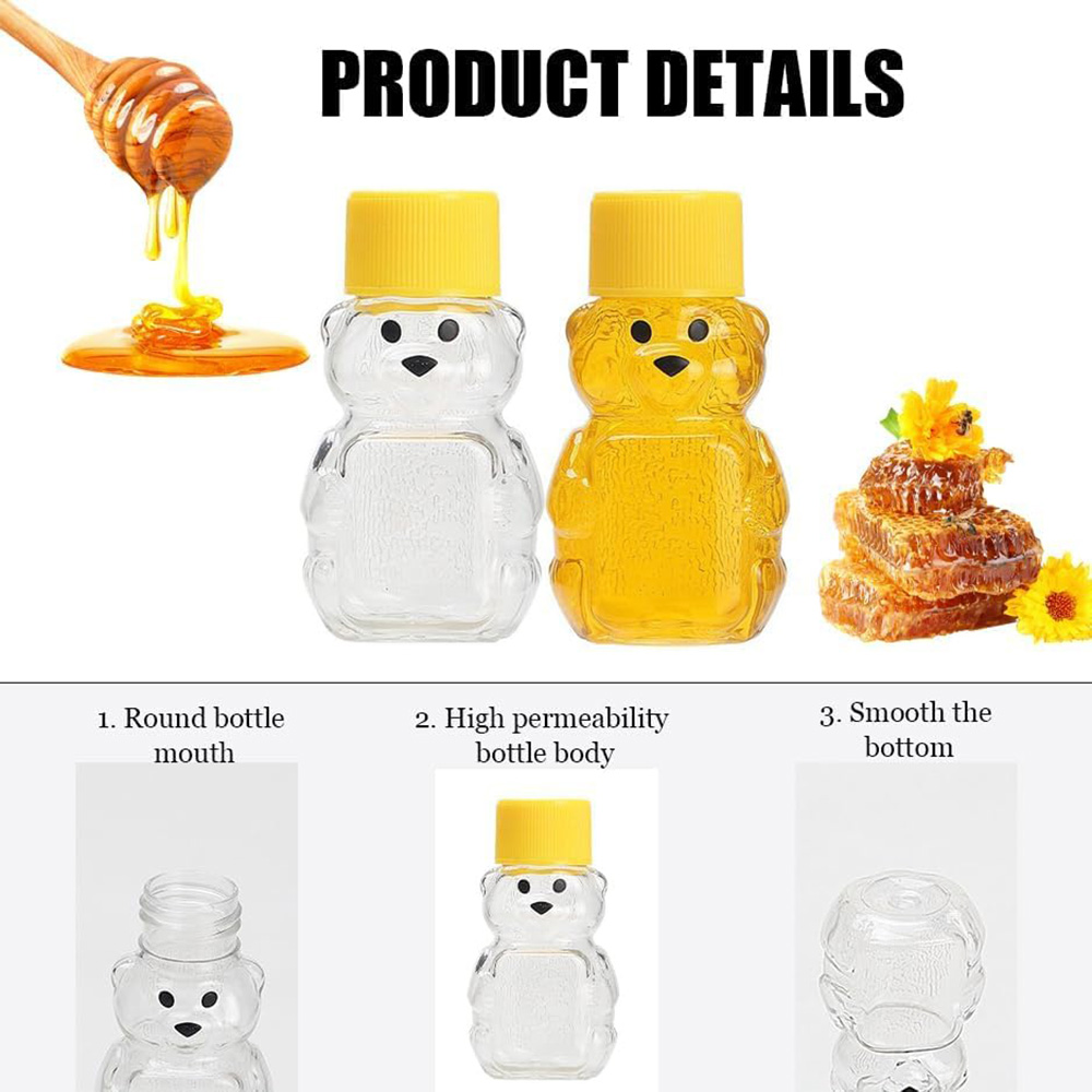 24個入り 2オンス プラスチック製 ハニーベアボトル ベア - Baby Food Jars With Lids のレビューと価格