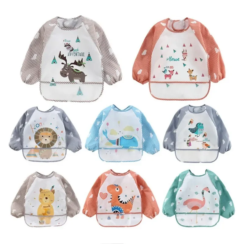 For1-3Year ベビー長袖スカーフ防水幼児アートスモッ - Baby Food Apron のレビューと価格