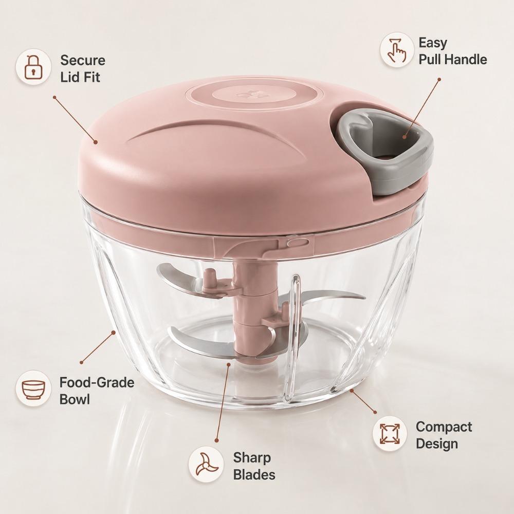 手動式ガーリックミンサー、多用途フードチョッパー（玉ねぎ、生 - Baby Kitchen Food のレビューと価格