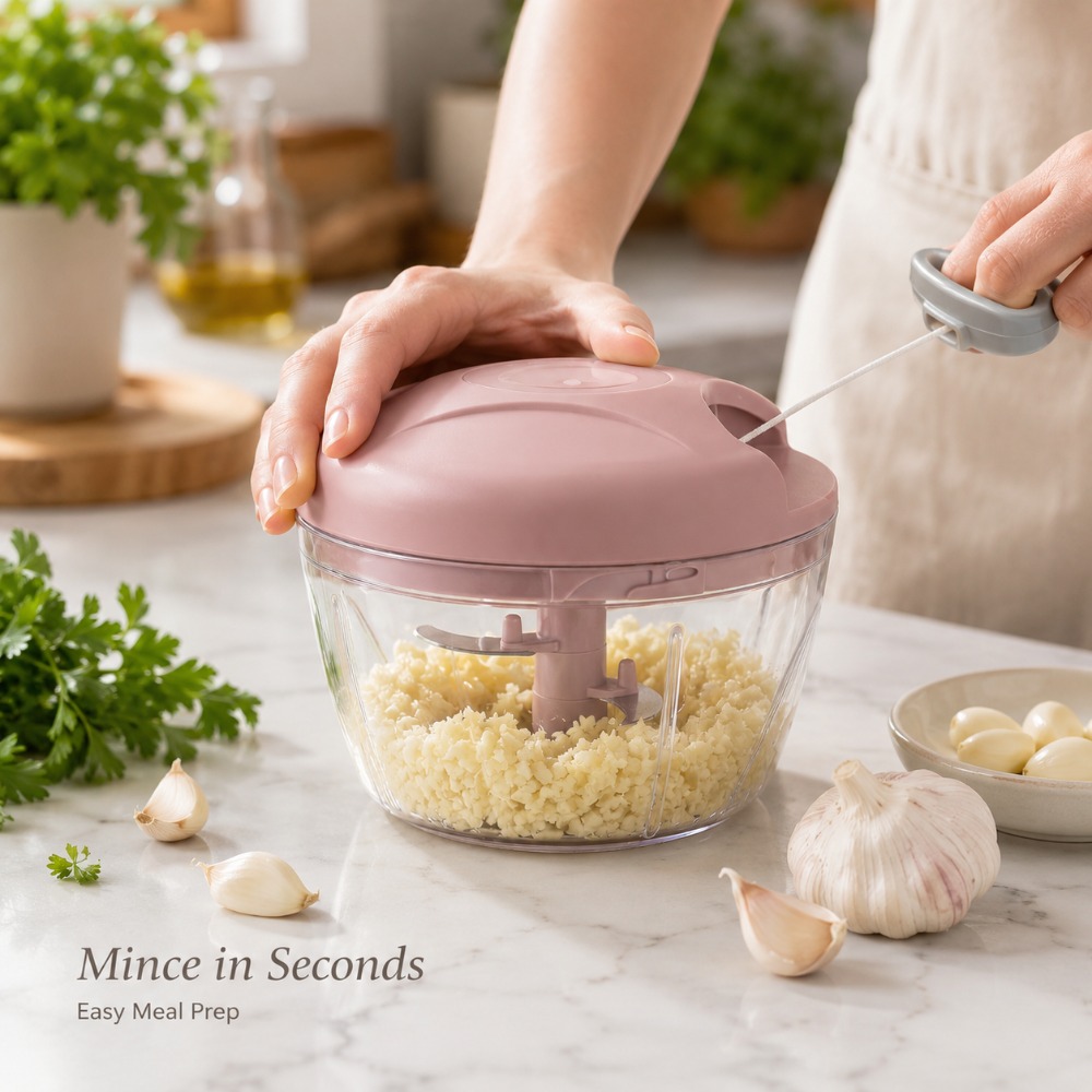 手動式ガーリックミンサー、多用途フードチョッパー（玉ねぎ、生 - Baby Kitchen Food のレビューと価格